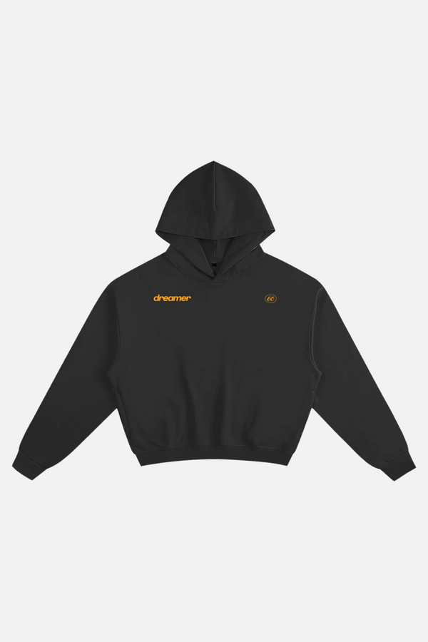 "DREAMER" BOXY HOODIE | NIGHT BLACK